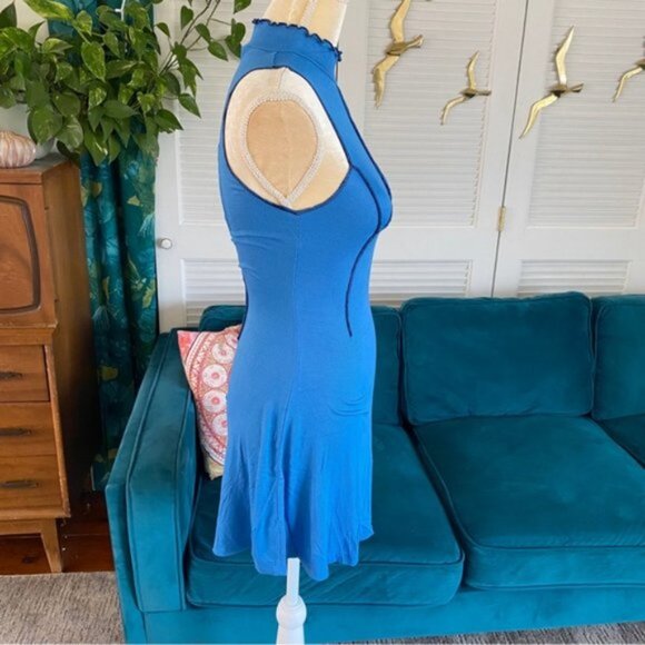 Urban Outfitters | UO Deja Seamed Mini Dress Sleeveless Ribbed Blue New Medium - Picture 9 of 15